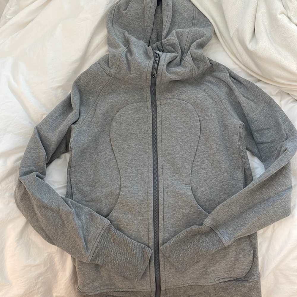 Lululemon scuba hoodie full zip in gray size 6. Like new